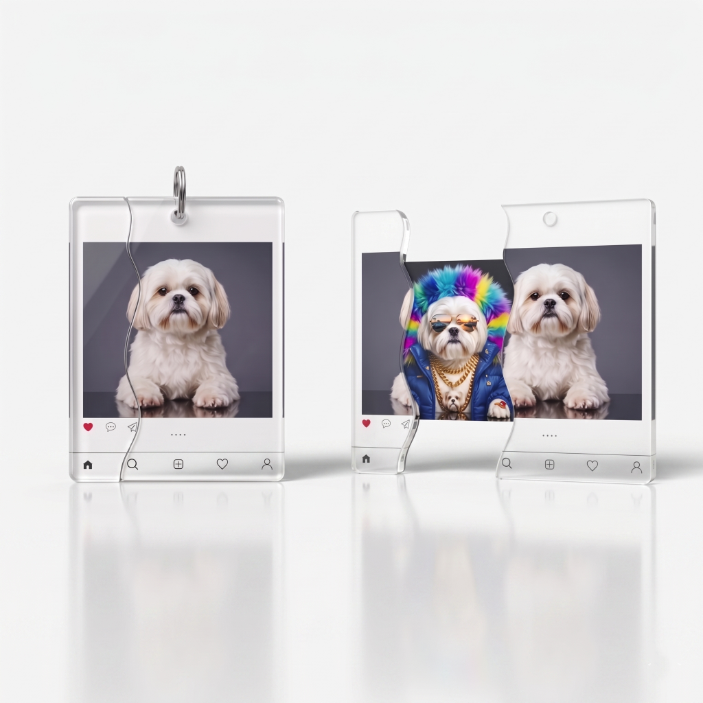 Personalized Puzzle Keychain, Sliding Acrylic Photo Keychain, Funny Pull-Out Fidget Keychain