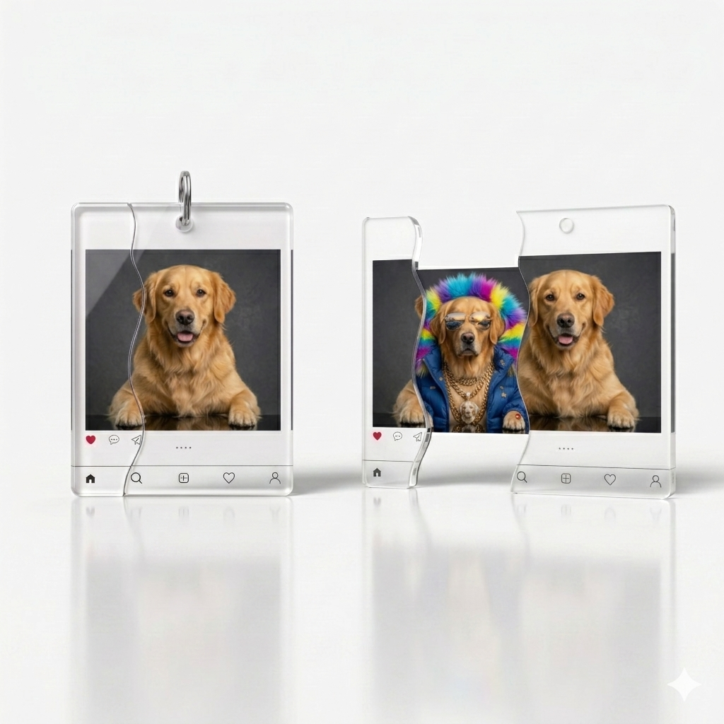 Personalized Puzzle Keychain, Sliding Acrylic Photo Keychain, Funny Pull-Out Fidget Keychain