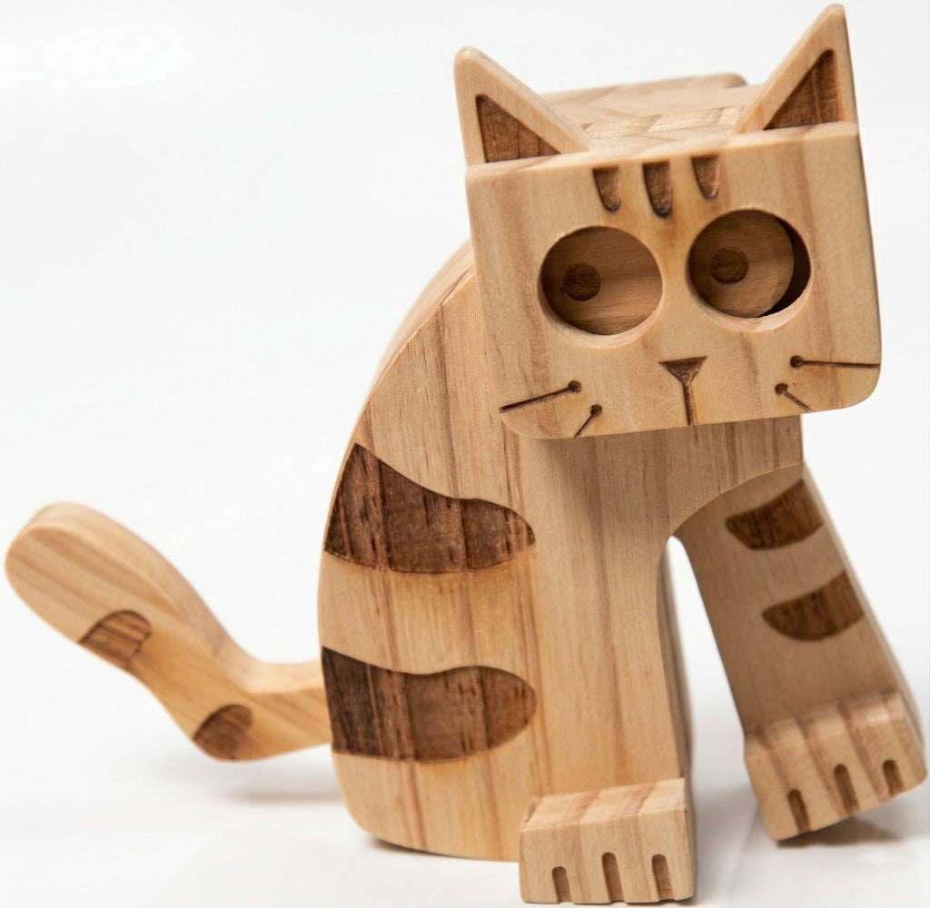 Cute Wooden Cat Decor Ornament, Cat Gifts for Women Desktop Ornament (cat 1)
