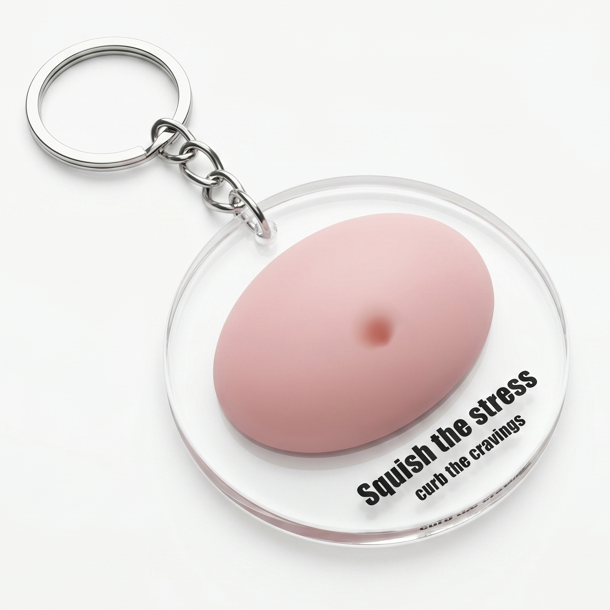 Silicone Squishy Fidget Keychain with Acrylic Case, Stress Relief Squeeze Toy Keyring