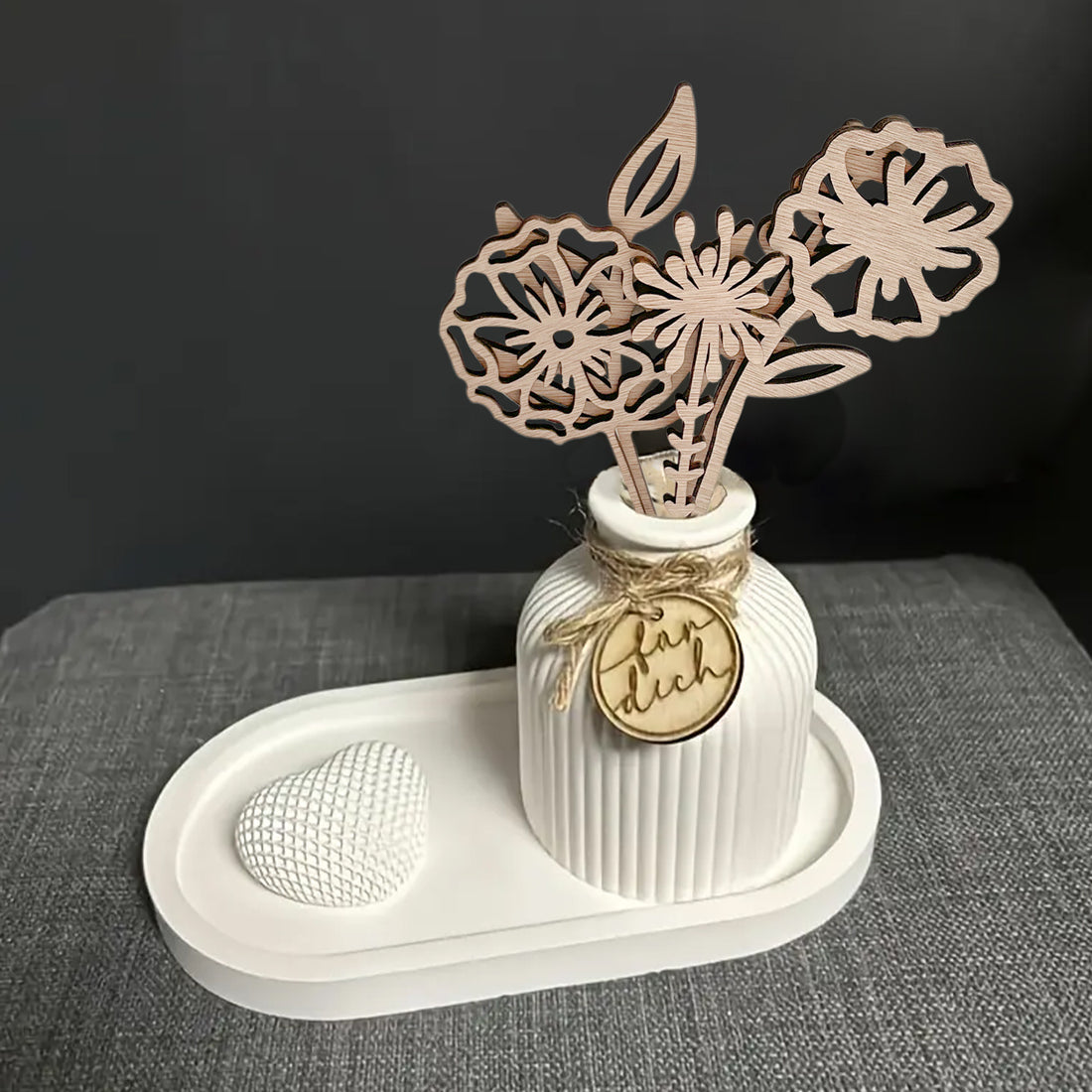 Wooden Wildflower Decor Set, Laser Cut Wood Flower Cutout Signs with Stems, DIY Art Decoration for Home, Birthday, Holiday