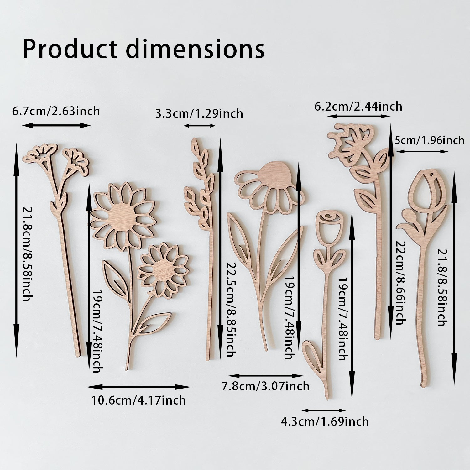 Wooden Wildflower Decor Set, Laser Cut Wood Flower Cutout Signs with Stems, DIY Art Decoration for Home, Birthday, Holiday