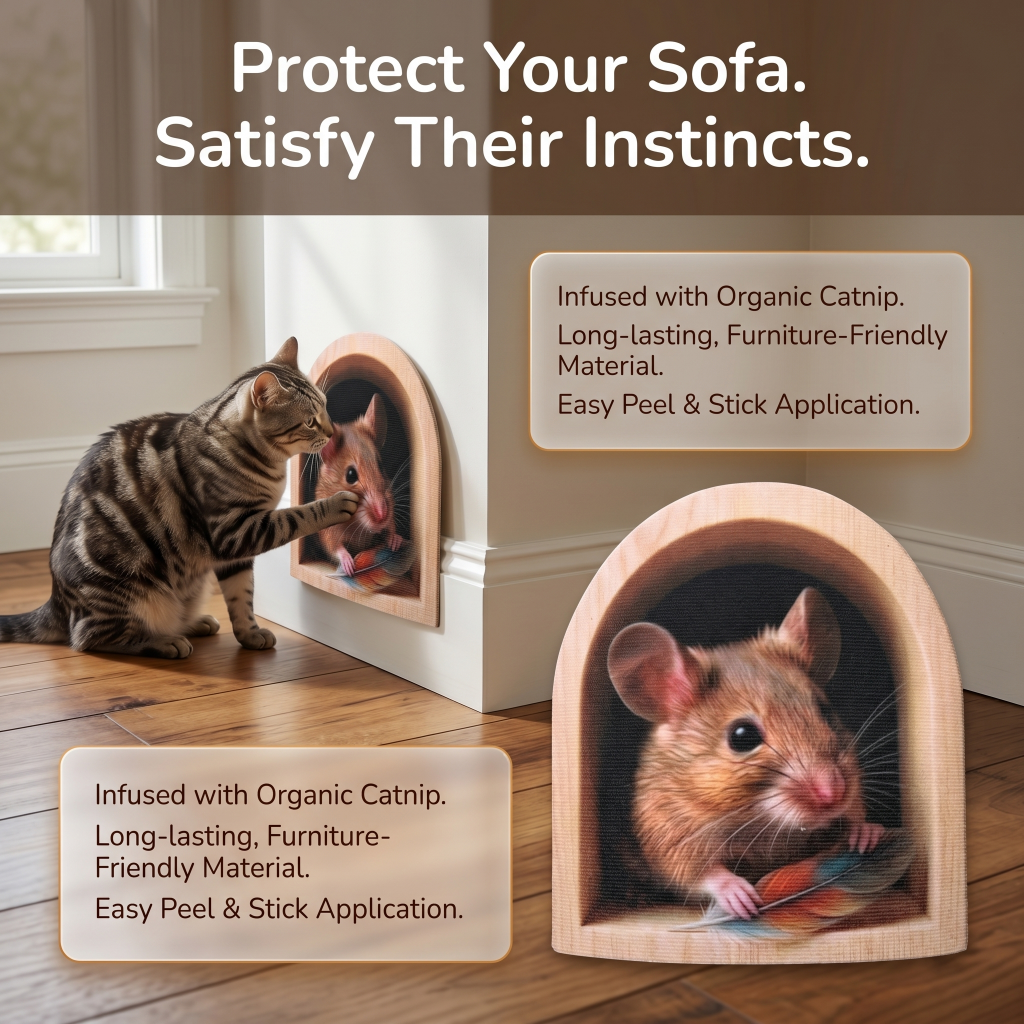 Wall Mounted Cat Scratcher with Adhesive Backing, Self-Adhesive Cat Scratch Pad for Wall, Door & Sofa, Decorative Cat Scratching Mat, Multiple Shapes