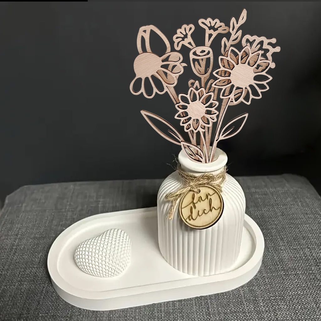 Wooden Wildflower Decor Set, Laser Cut Wood Flower Cutout Signs with Stems, DIY Art Decoration for Home, Birthday, Holiday