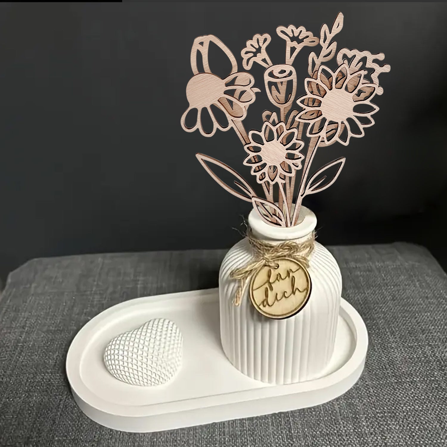 Wooden Wildflower Decor Set, Laser Cut Wood Flower Cutout Signs with Stems, DIY Art Decoration for Home, Birthday, Holiday
