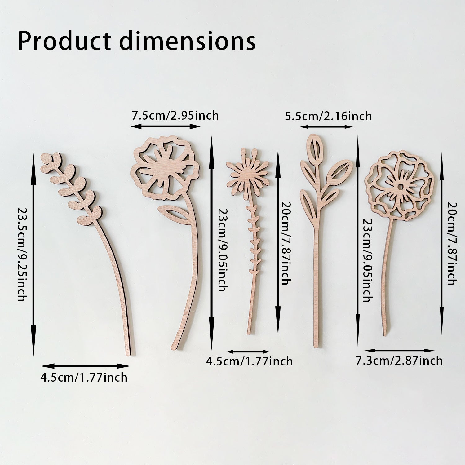 Wooden Wildflower Decor Set, Laser Cut Wood Flower Cutout Signs with Stems, DIY Art Decoration for Home, Birthday, Holiday