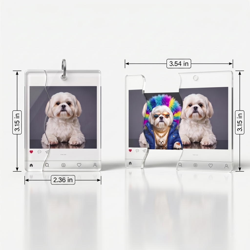 Personalized Puzzle Keychain, Sliding Acrylic Photo Keychain, Funny Pull-Out Fidget Keychain