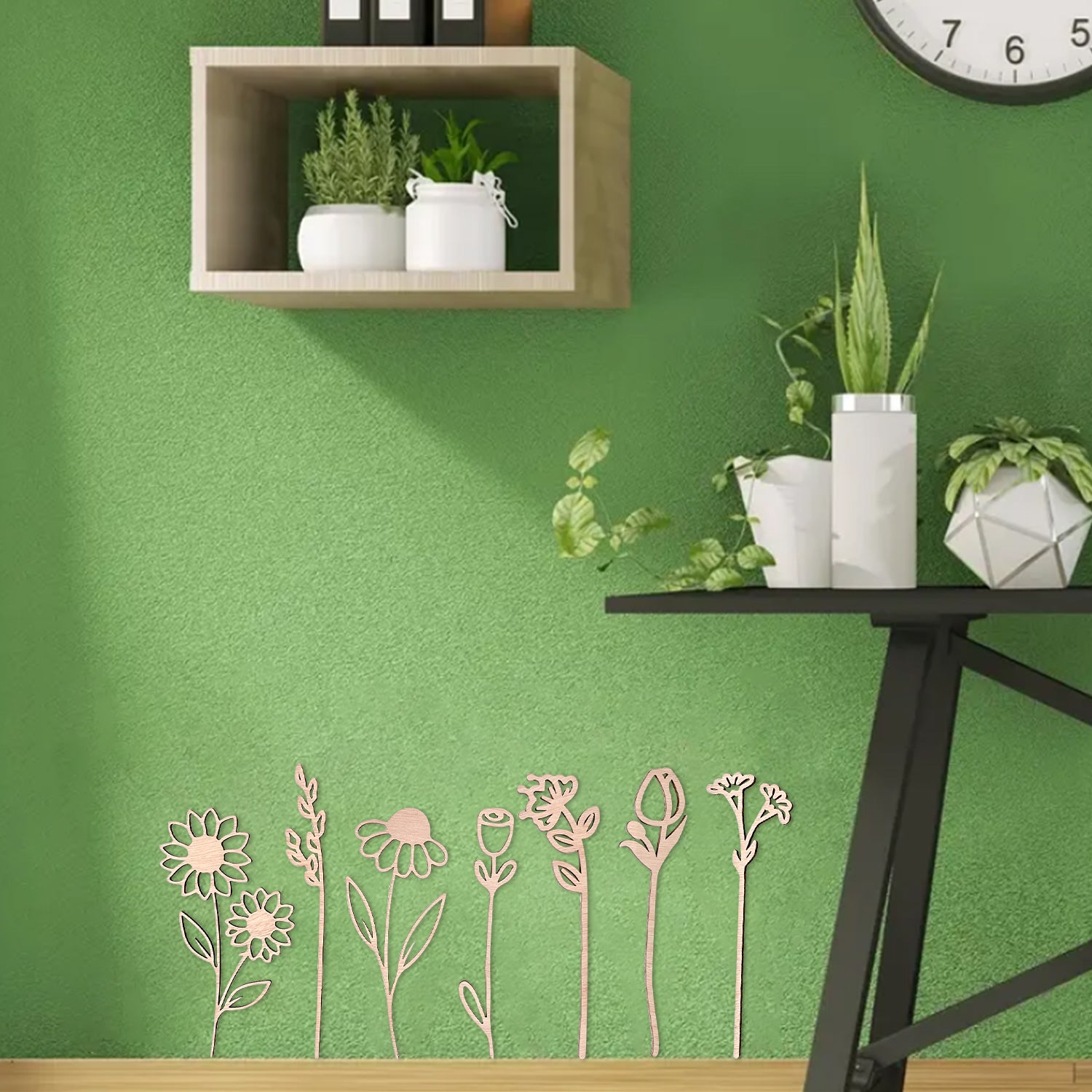 Wooden Wildflower Decor Set, Laser Cut Wood Flower Cutout Signs with Stems, DIY Art Decoration for Home, Birthday, Holiday