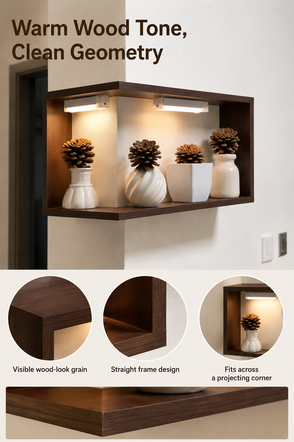 Corner shelf can utilize the position of the wall corner for easy assembly without damaging the wall surface