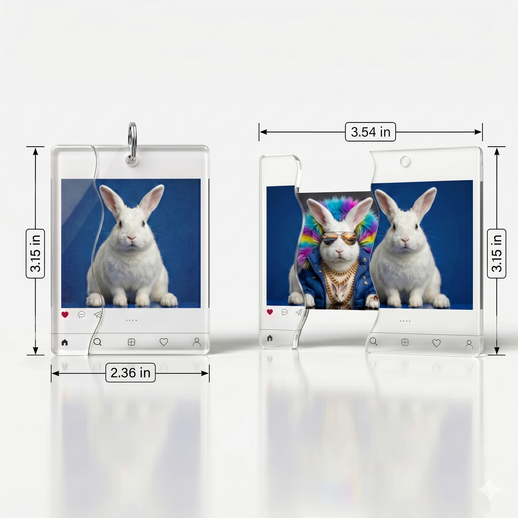 Personalized Puzzle Keychain, Sliding Acrylic Photo Keychain, Funny Pull-Out Fidget Keychain