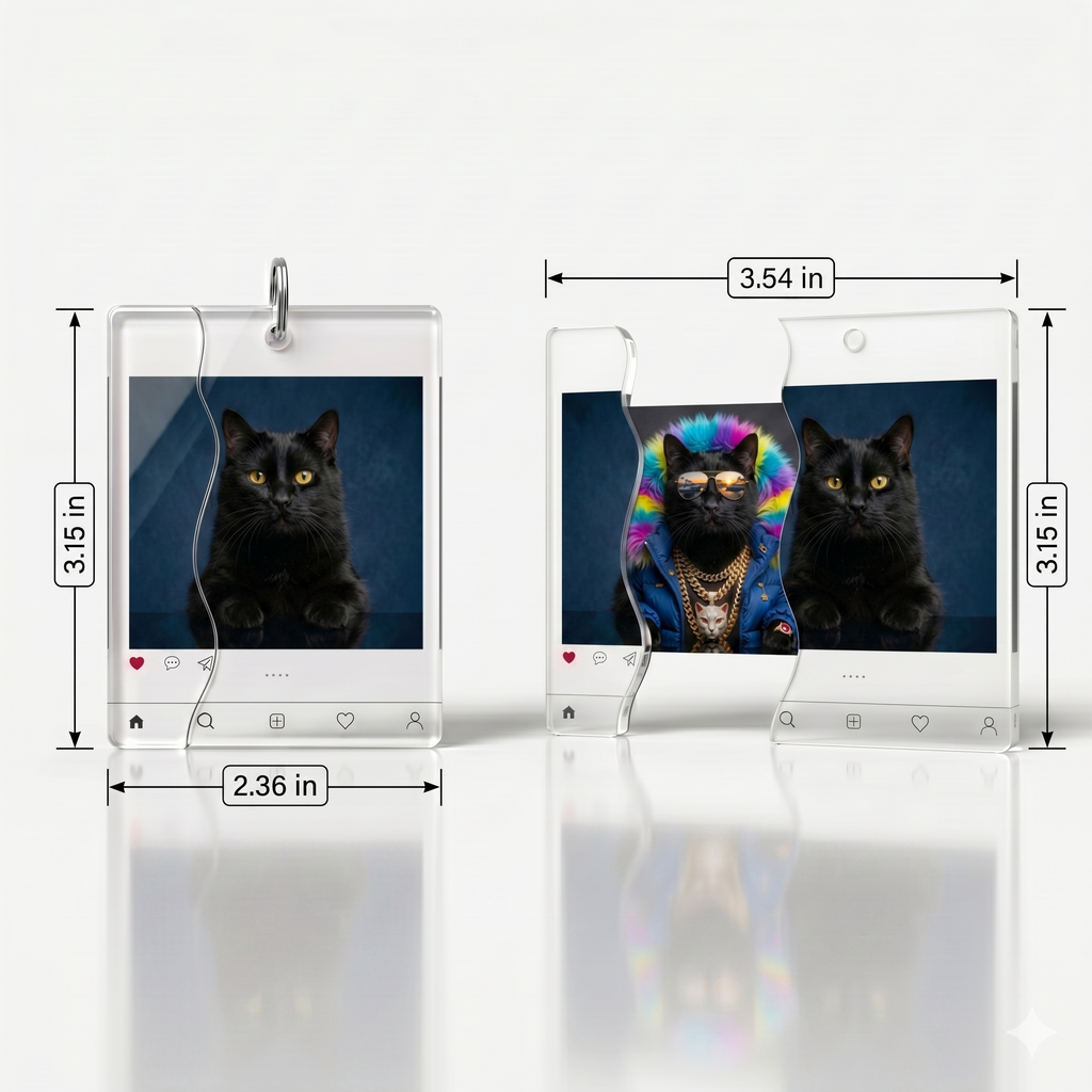 Personalized Puzzle Keychain, Sliding Acrylic Photo Keychain, Funny Pull-Out Fidget Keychain