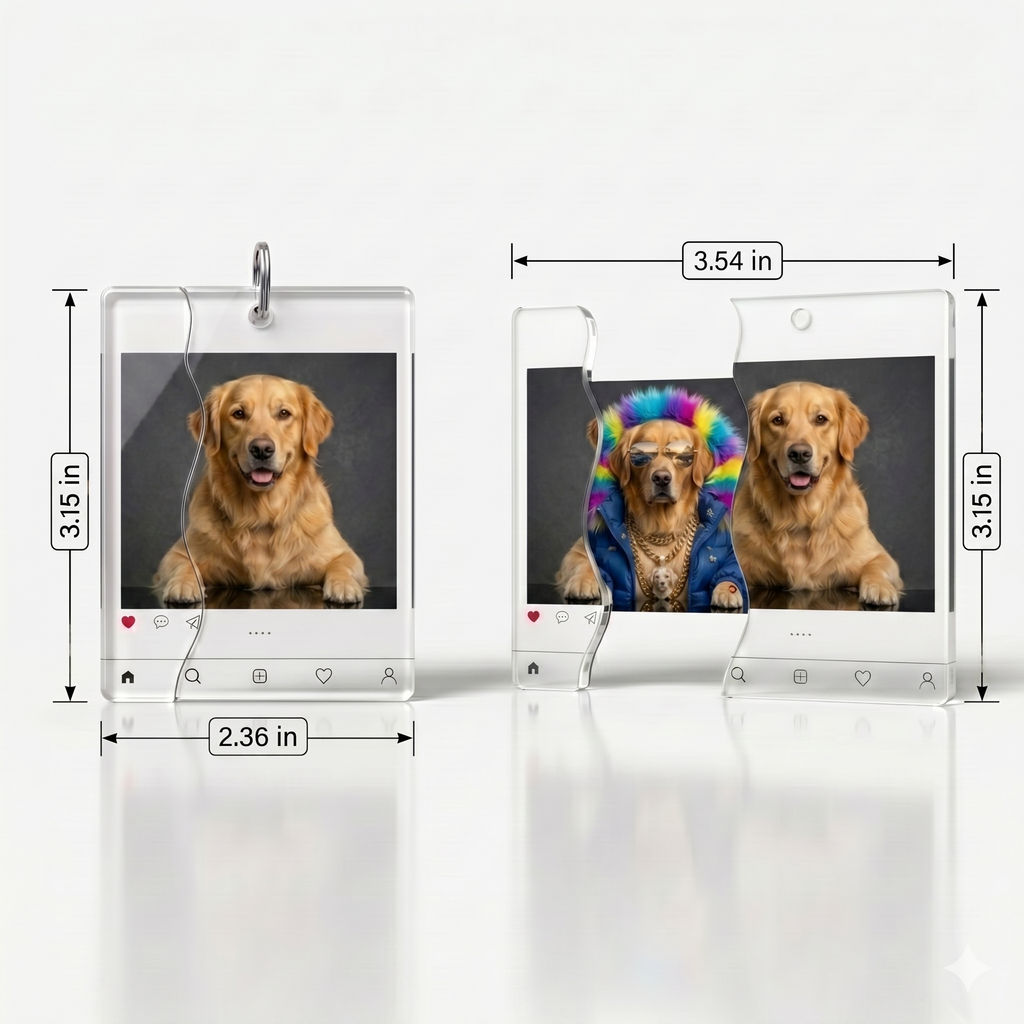 Personalized Puzzle Keychain, Sliding Acrylic Photo Keychain, Funny Pull-Out Fidget Keychain